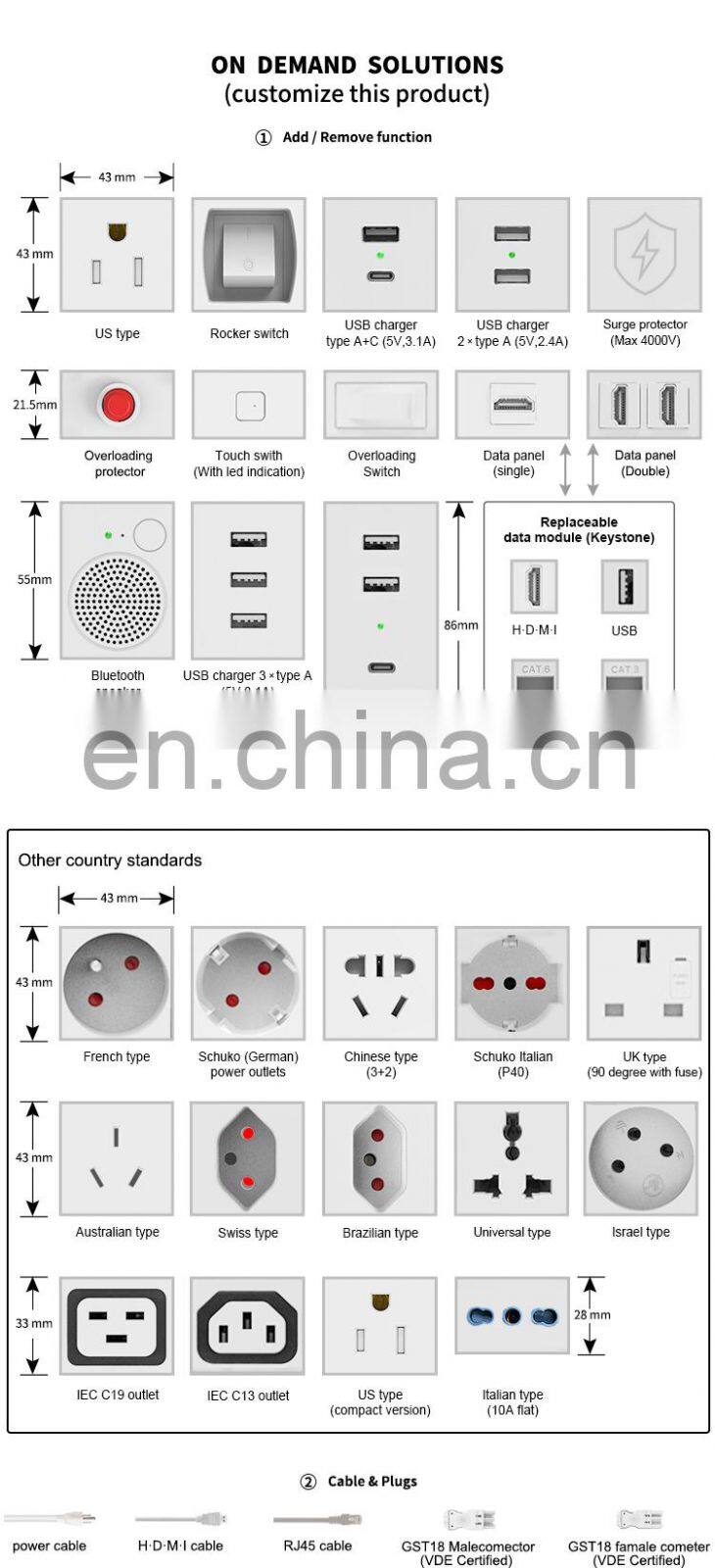 Pop up power with US sockets for office desk