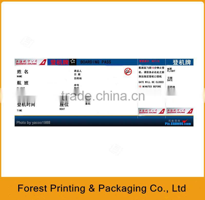 Printing custom thermal boarding pass,thermal air ticket printing