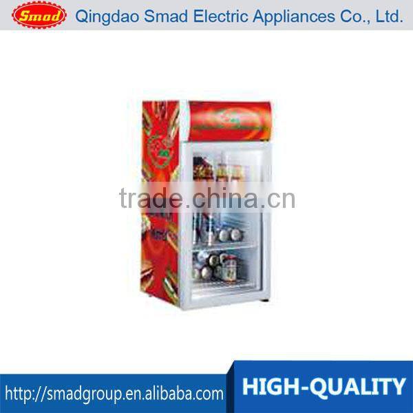 80L glass door mini fridge, mini refrigerators showcase with lamp