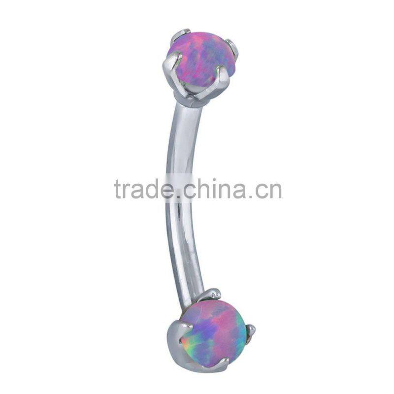 Faux Opal Internally Threaded 316L surgical steel eyebrow piercing ring Body Piercing Jewelry