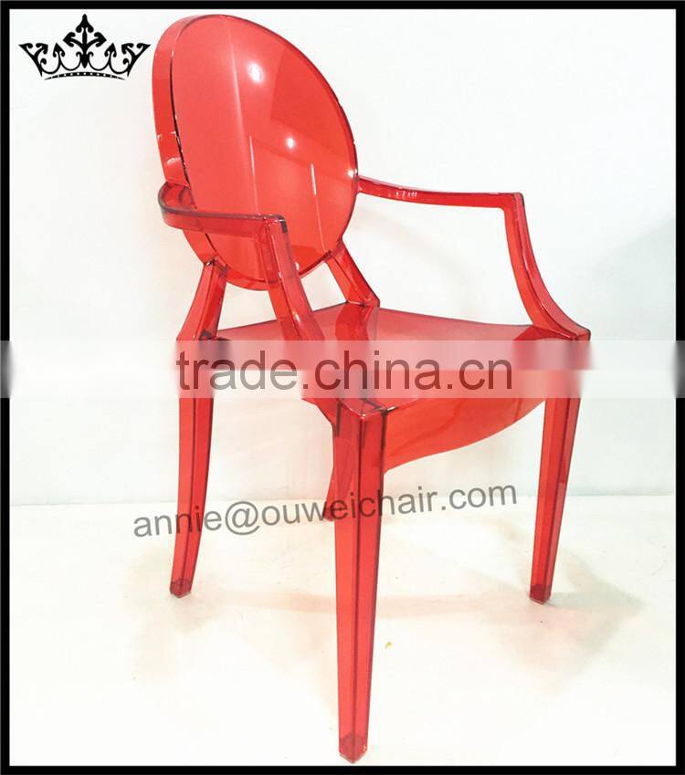 stacking armchair / dining resin chair / red chair