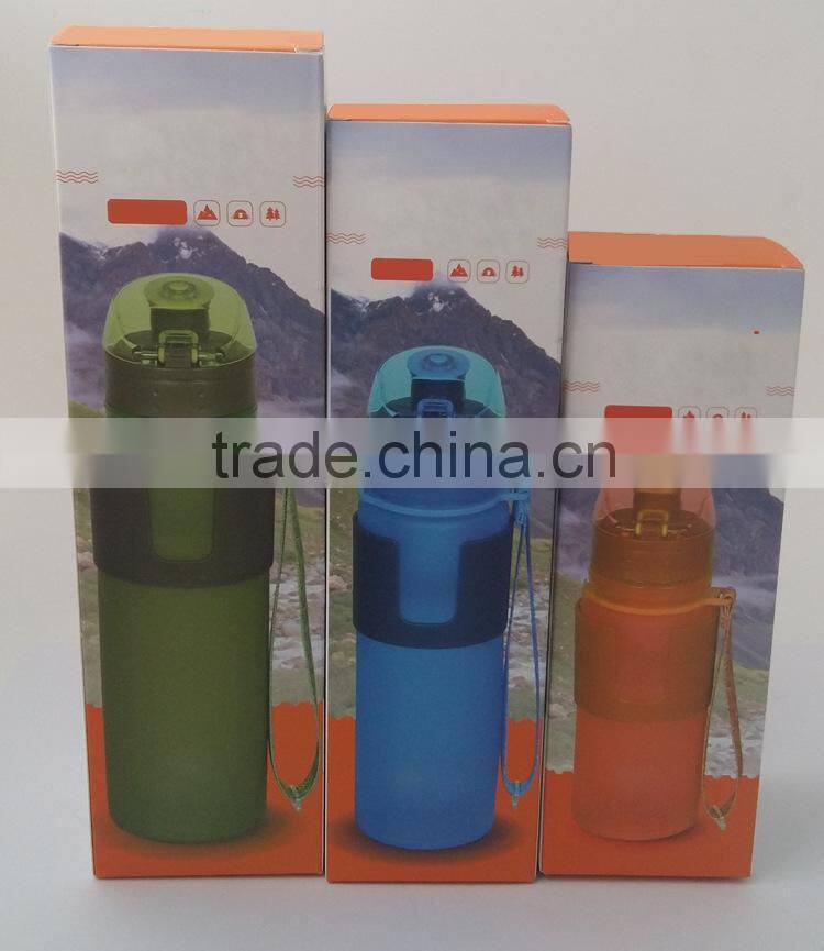 350ml school boy foldable traveling water bottle, convenient one-touch lid thermos bottle, LFGB food grade