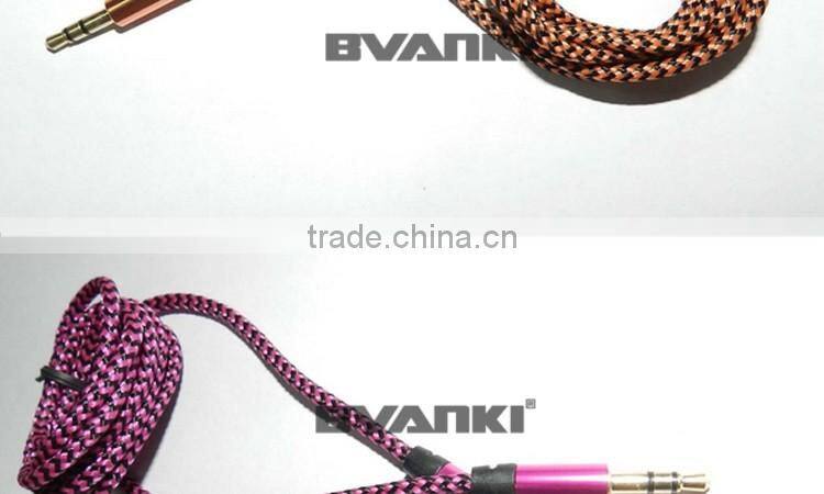 2016 best selling products Braided 3.5mm to 3.5mm aux cable optical audio cable for car stereo mobile phone free samples
