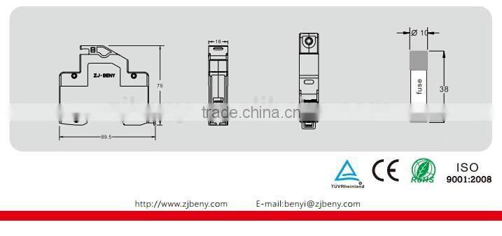 DC fuse holder with indicator for PV array string protection 30A