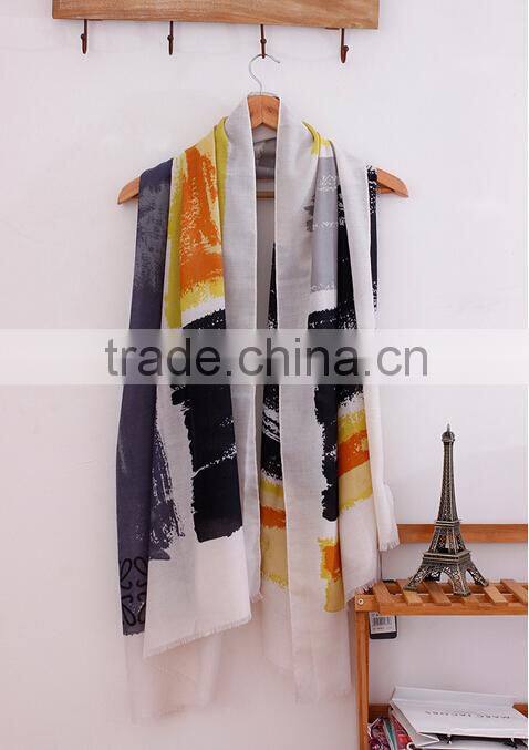 Wholesale Ladies Fashion Scrawl Large Cotton Printed Shawl