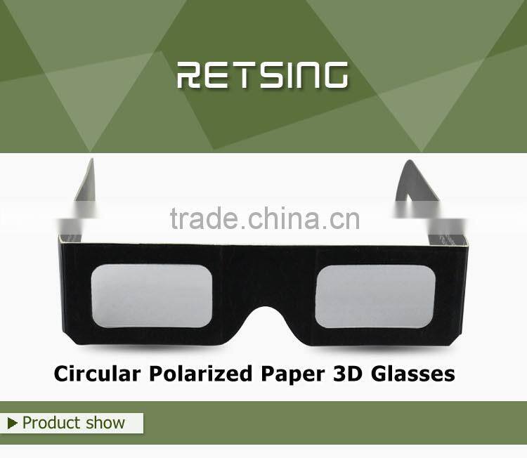 Custom printing passive circular polarized paper 3d glasses