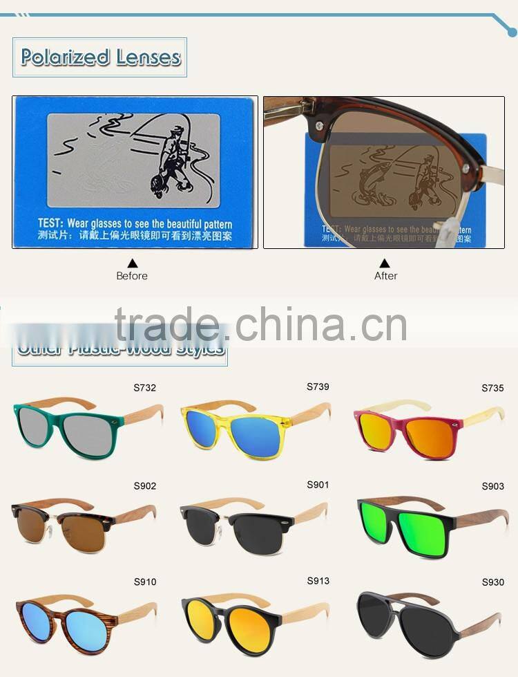 Fashion accessory skateboard wooden sunglasses with plastic frame
