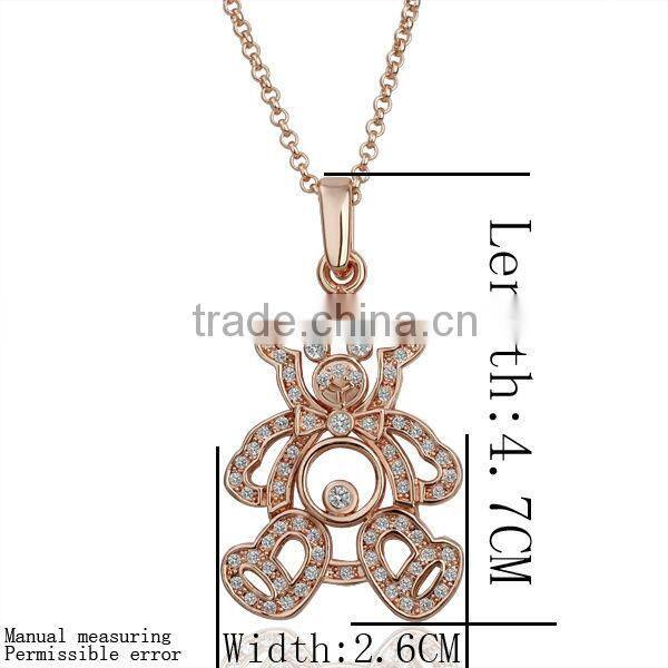 Korean's newest style 18k crystal bear necklace designs necklace vners