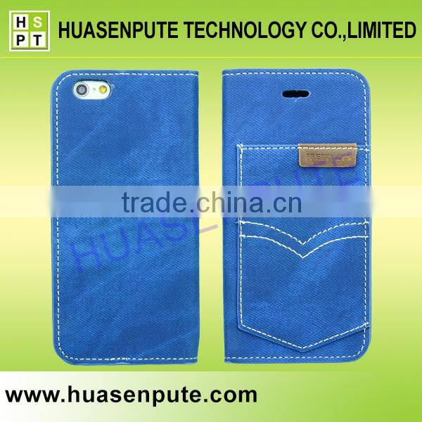 Attractive Jeans Patt Book Wallet Flip Leather Case Card Cover For Apple iPhone 6