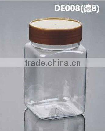 plastic square pet bottle for food with amber balck cap