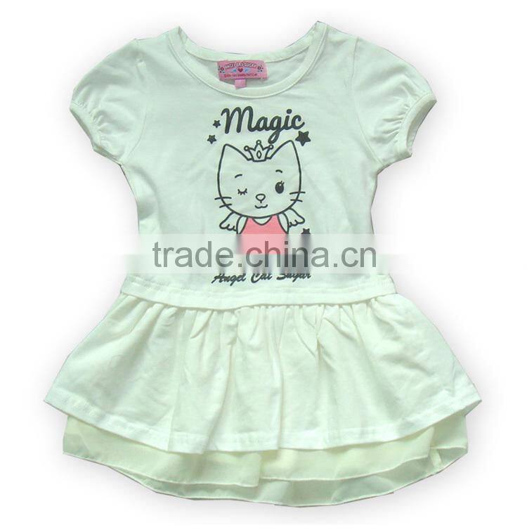 SUMMER GIRL'S DRESS 100 % COTTON. SHORT SLEEVE GIRLS DRESS OEM/ODM TOP BRAND
