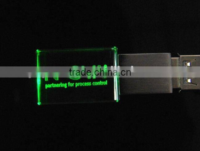 2G 4G 16G promotional gift crystal usb flash drive with led logo