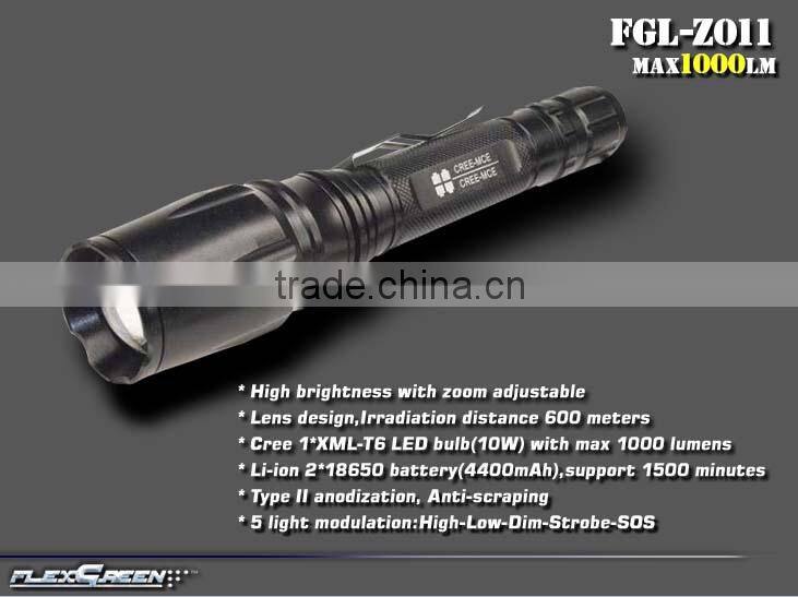 rechargable 18650 battery zoom function T6 LED torch