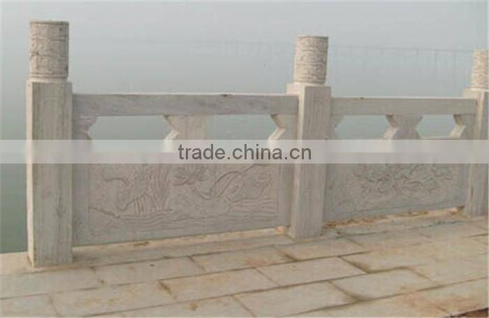 polished dark grey granite bridge handrails carving