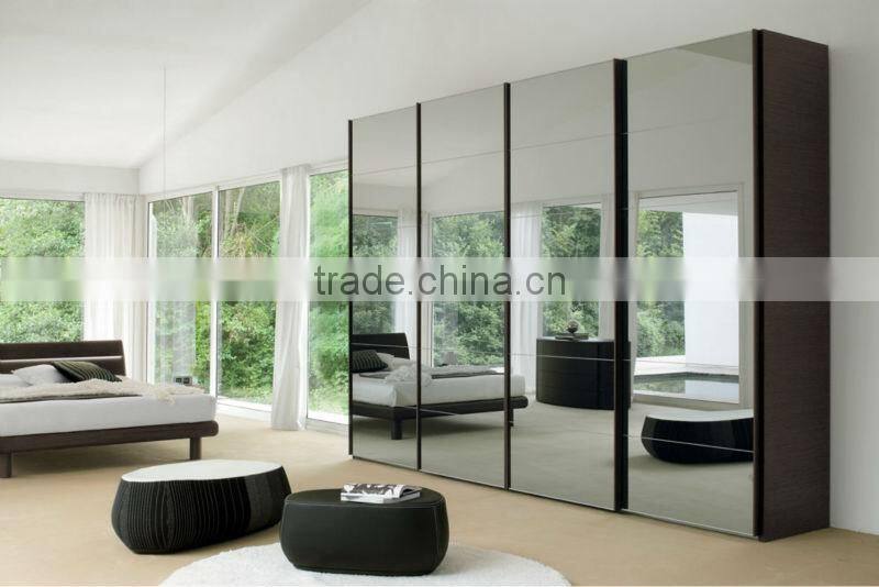 Quality silver coated or aluminum coated bedroom wardrobe sliding mirror doors