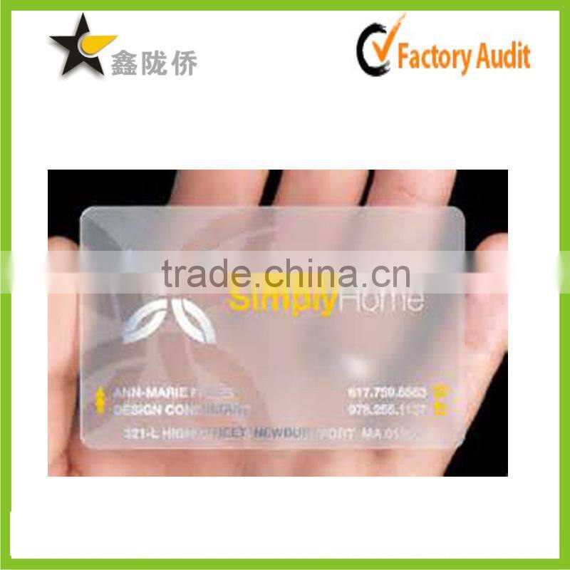 2015 Alibaba hot custom gold foil color changing clear business cards