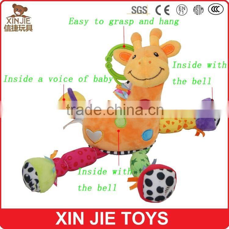 custom squeaky deer soft baby toy good quality plush baby toy with bell