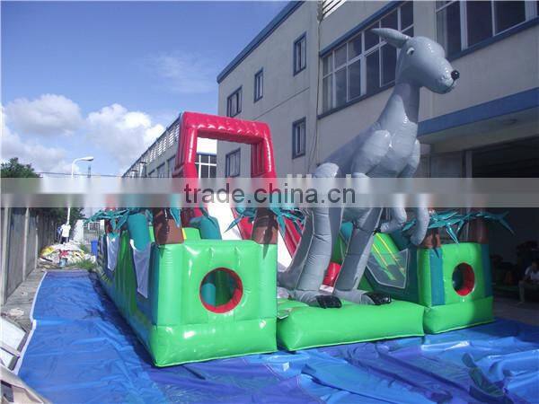 giant outdoor playground dinosaur inflatable obstacle course for kid game