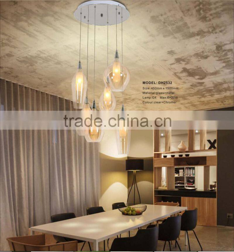 2016 hot sell Zhongshan chandelier European style G4 modern glass hotel/home using pendant lighting of clear Ball Pendant Lamp
