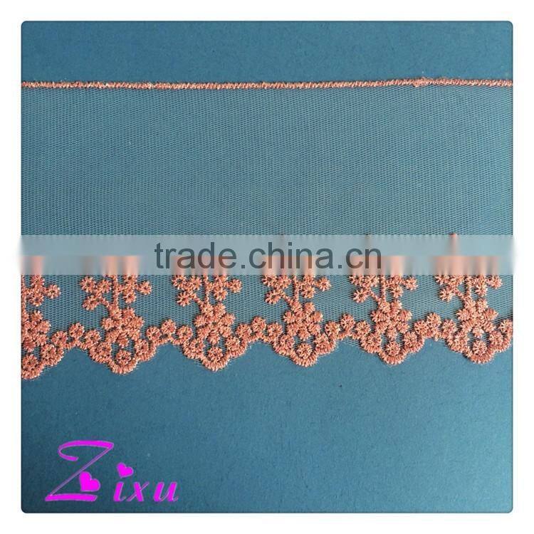 Factory price brightsome flower embroidered lace trim
