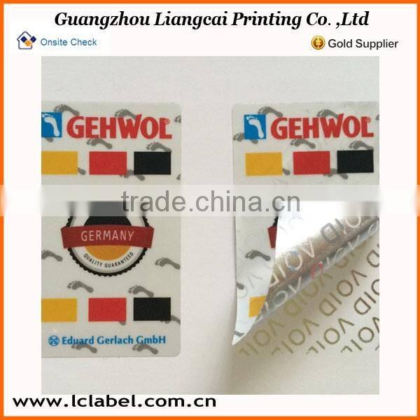 Sheet packaging sticker paper printed void logo sticker