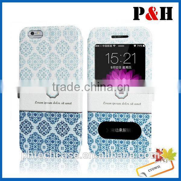 Color Drawing Style leather case for iphone 6, for iphone 6plus flip case with stand