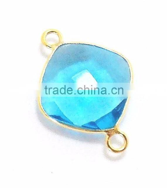 Sterling Silver B.T Quartz Cushion Faceted Gemstone Connector