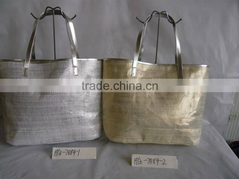 Golden printing big summer beach paper straw bag