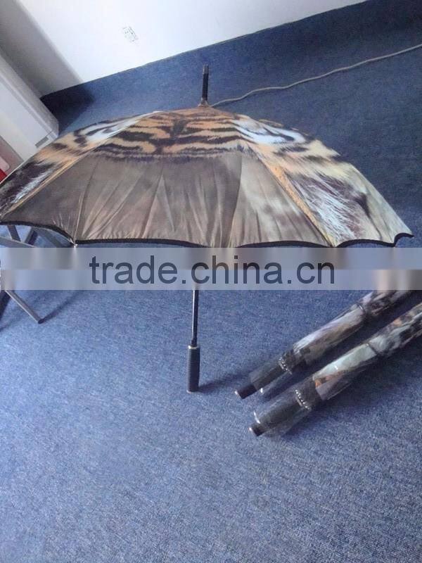 full digital walking stick lotus frame fibergalss one piece cover printed umbrella