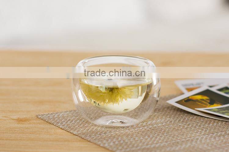 Bamboo shaped Heat- Resisting Borosilicate Glass Teapot with leaf lid+ 4 Double wall tea cups