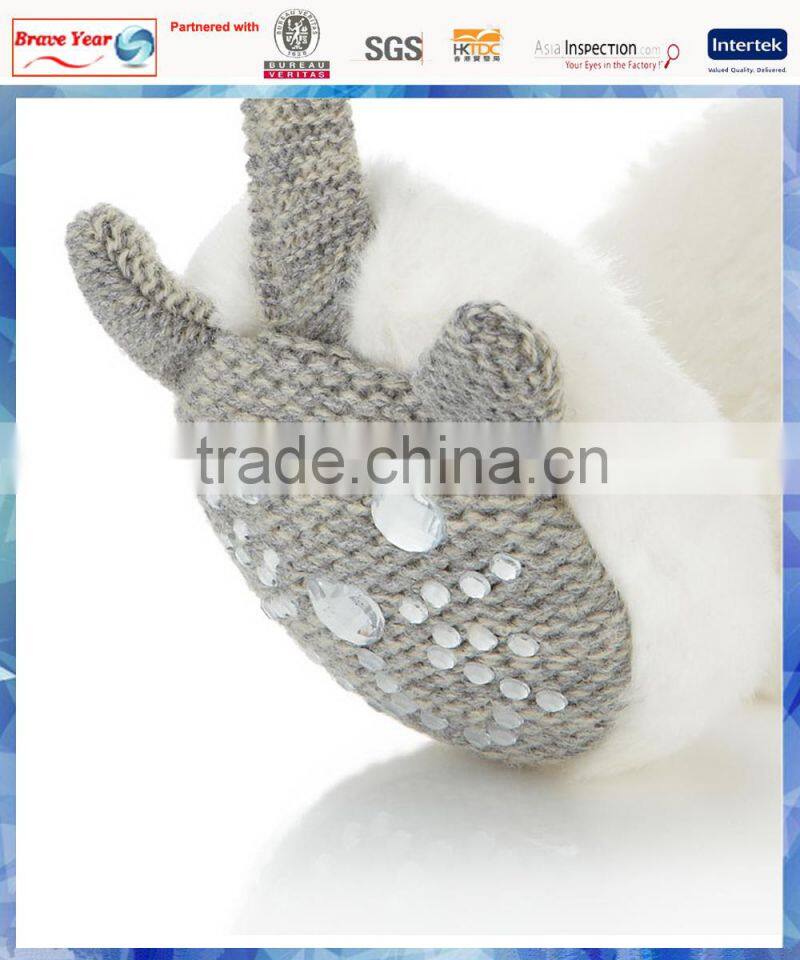 young girls jewel cat knitted earmuff with fluffy lining