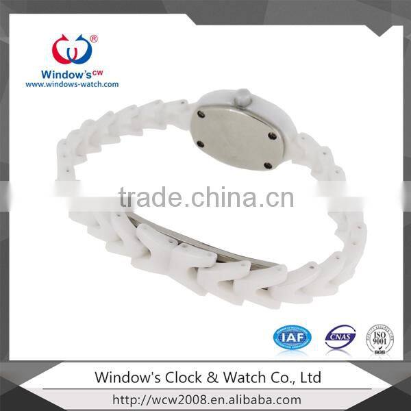 2015 unique design noble white ceramic women fashion hand watch