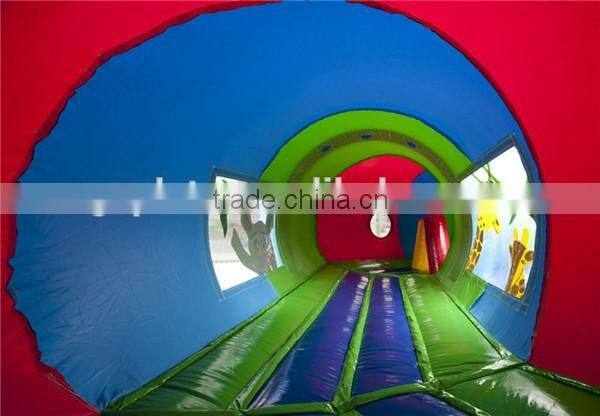 0.55mm pvc tarpaulin inflatable tunnel train capacity 10 persons