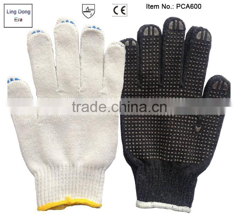 cheap mens pvc dotted white cotton work gloves