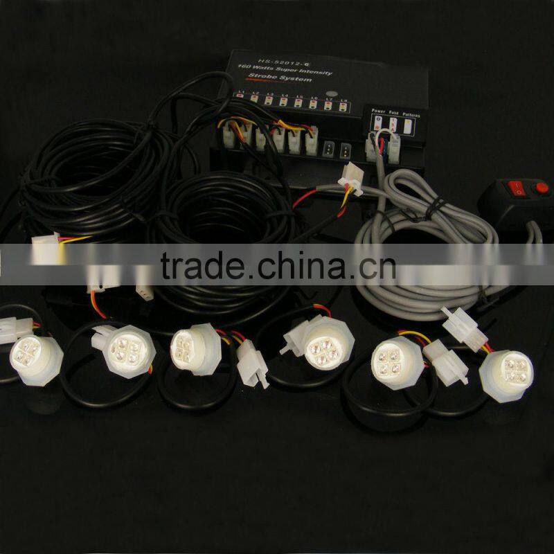 120W, 6 LED Bulbs Hide-A-Way Emergency Hazard Warning Strobe Light Kit (SR-H52012-6LED),Amber Colors