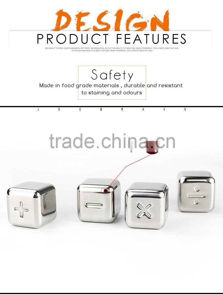Brand new design reusable stainless steel ice cube, ice whiskey stone, with notation logo