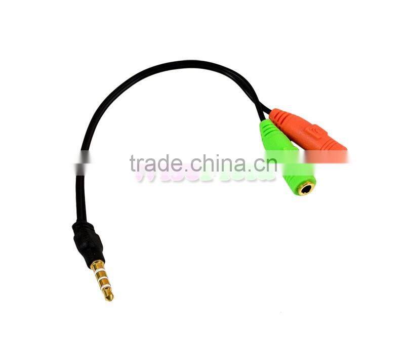 Hot Sale 3.5mm Male to 2 Female Y Splitter Headphone Audio Microphone Cable