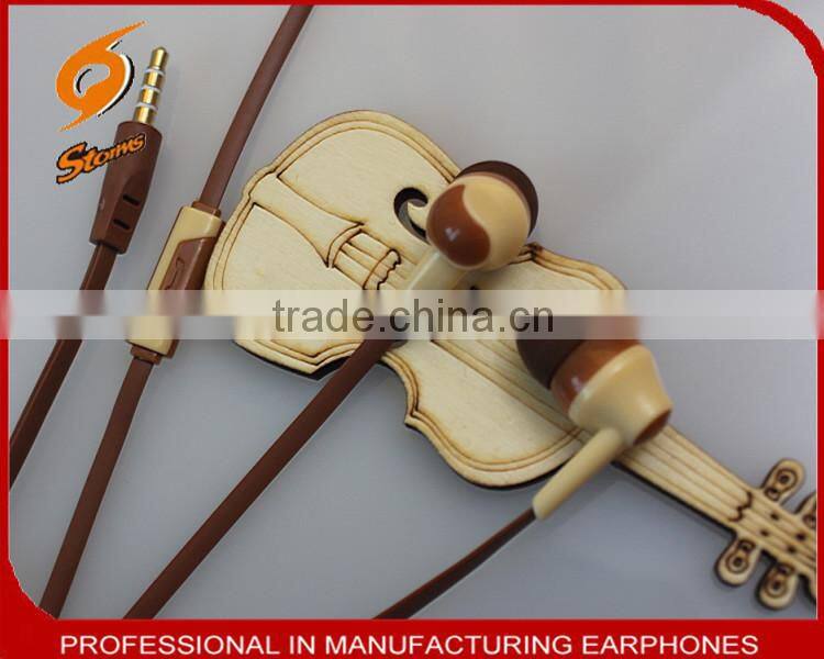 New Products Colorful Earphones With Mic,Flat Cable Earphone.