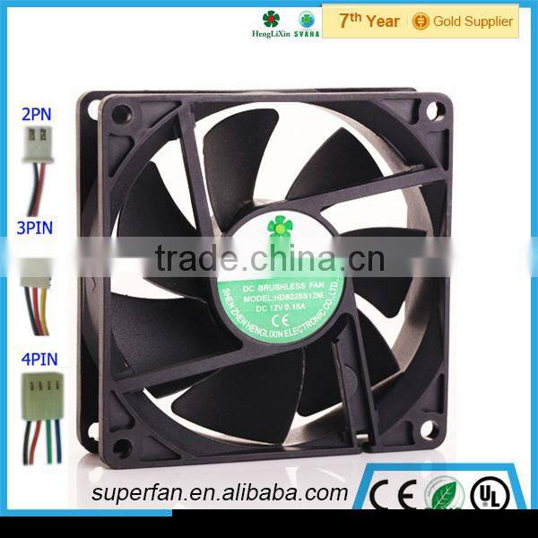 Mini plastic fan blade 80*80*25mm with sleeve bearing
