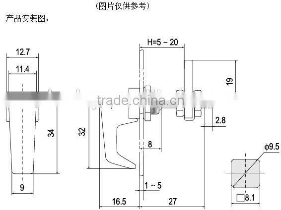 2015 professional industrial zinc alloy cabinet lock handle lock