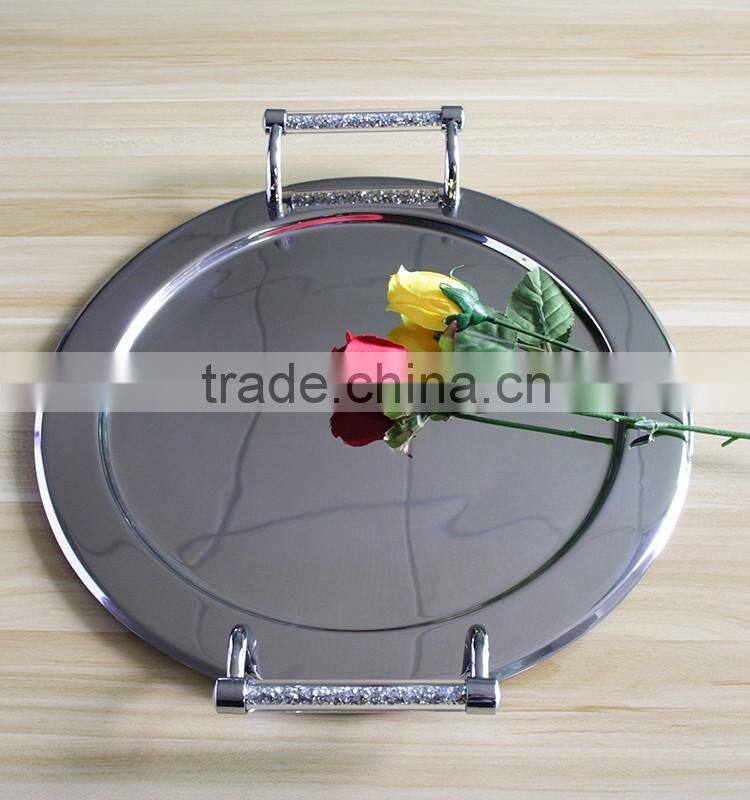 Charming vintage style hotel food safety Rectangle baking tray tea tray steel plate With gold handle