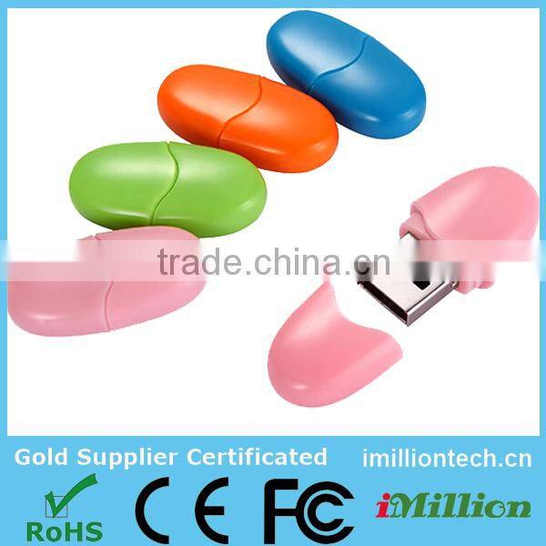 lovely small USB 8g/16g custom pea plastic USB,Bulk buy USB flash memory,Wholesale OEM print logo pendrive