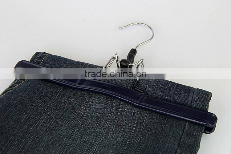Non Slip Metal Clamp Trouser Hanger, PVC Hair Extension Slack Hanger