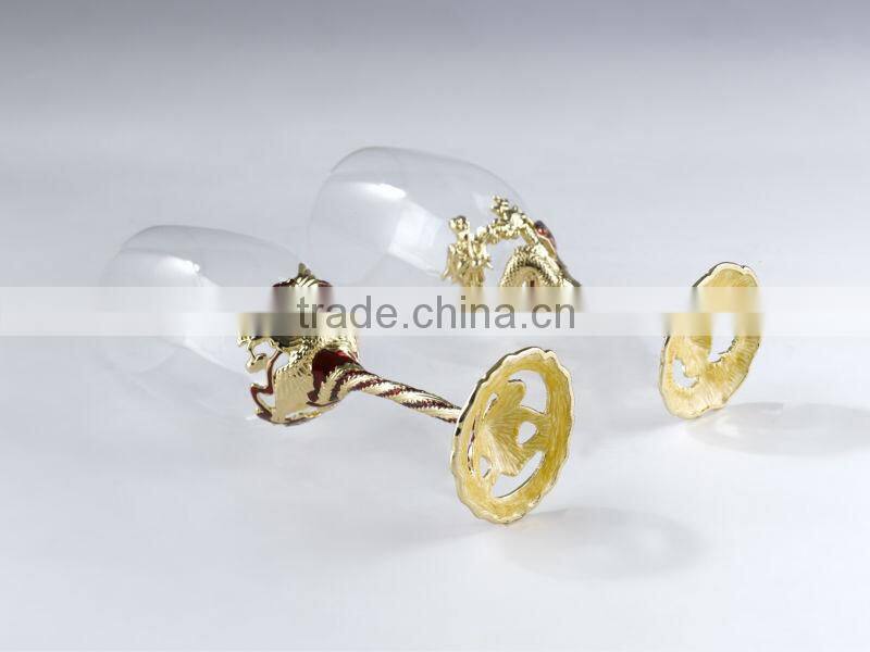 RORO Auspice dragon and phoenix enamel crystal glass red wine glass