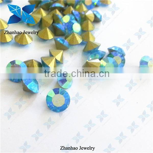 Hot fix point Aquamarine AB rough gemstone price loose rhinestone for jewelry