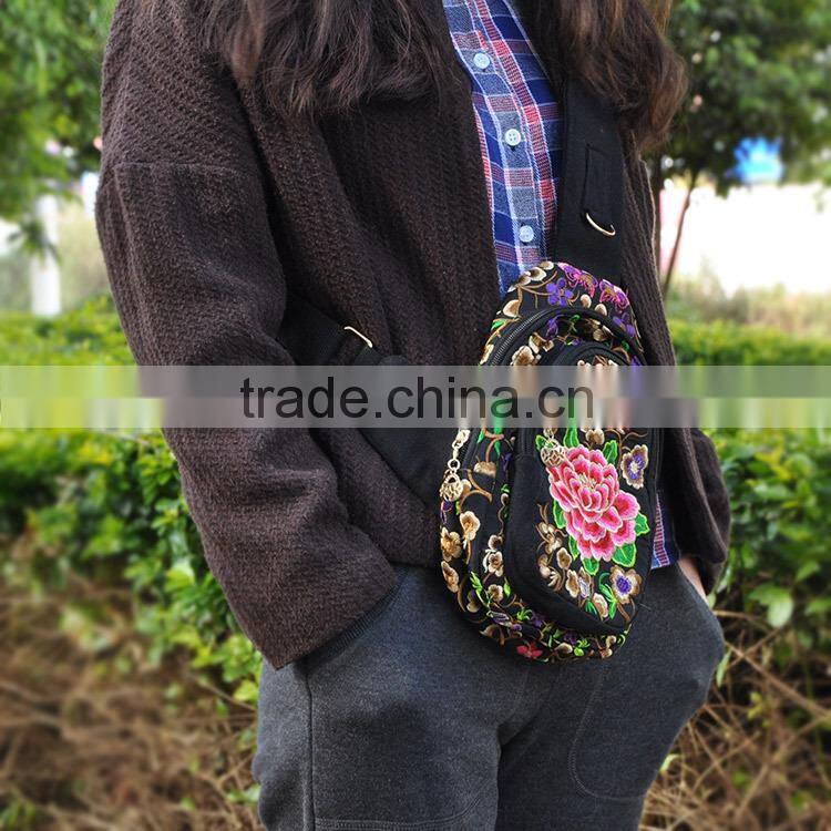 Luckybags waist bag ethnic embroidery shoulder bag multi waist bags for ipad embroidery shoulder bags for women