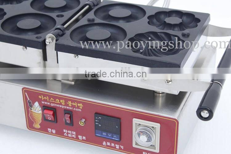4pcs Commercial Use Non-stick 110v 220v Electric 10cm Flower Ring Cruller Donuts Machine