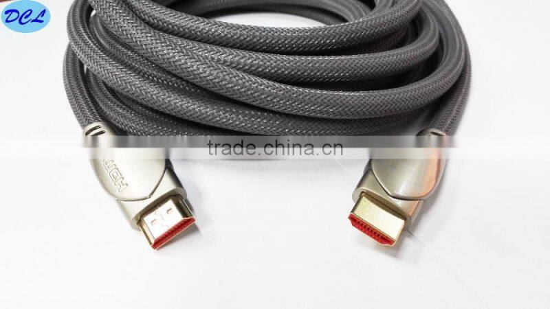Gold metal 1.4V HDMI CABLE with nylon net 5m