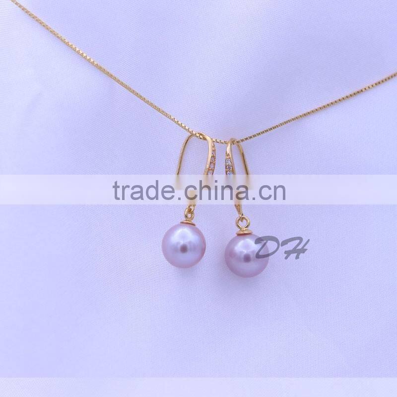 2015 top selling hanging pearl earrings with zircon