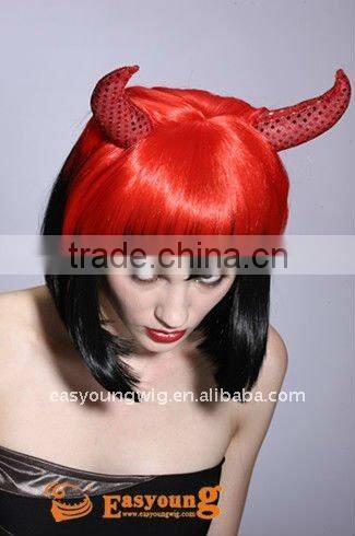 Buy synthetic Halloween Festival wig,cheap party wig with horn, cosplay